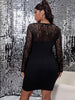 Plus Size 4XL Bodycon Curvy Dress for Women 2023 Autumn Winter Lace Sleeve Mini Large Big Size Clothing Evening Party Dresses