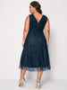 Plus Size 4XL Dress for Women Blue Elegant Midi Curvy Chiffon Clothing 2023 Summer Autumn Ladies Cocktail Evening Party Dresses