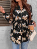 Plus Size 4XL Floral Print Black Trench Coats Women's Clothing Autumn 2023 Zipper Belt Oversized Casual Jacket