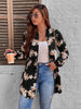 Plus Size 4XL Floral Print Black Trench Coats Women's Clothing Autumn 2023 Zipper Belt Oversized Casual Jacket