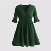 Plus Size 4XL Glitter Midi Dress for Women Autumn V Neck Wine Red Elegant Casual Clothing Oversized Evening Party Wear Dresses