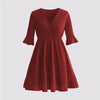 Plus Size 4XL Glitter Midi Dress for Women Autumn V Neck Wine Red Elegant Casual Clothing Oversized Evening Party Wear Dresses