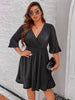Plus Size 4XL Glitter Midi Dress for Women Autumn V Neck Wine Red Elegant Casual Clothing Oversized Evening Party Wear Dresses