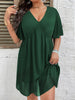 Plus Size 4XL Green Tunic Dress Women's 2023 Summer Half Sleeve Mini Mesh Dresses Elegant Ladies Large Loose Clothing