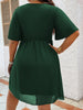 Plus Size 4XL Green Tunic Dress Women's 2023 Summer Half Sleeve Mini Mesh Dresses Elegant Ladies Large Loose Clothing