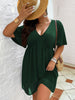 Plus Size 4XL Green Tunic Dress Women's 2023 Summer Half Sleeve Mini Mesh Dresses Elegant Ladies Large Loose Clothing