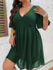 Plus Size 4XL Green Tunic Dress Women's 2023 Summer Half Sleeve Mini Mesh Dresses Elegant Ladies Large Loose Clothing