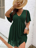 Plus Size 4XL Green Tunic Dress Women's 2023 Summer Half Sleeve Mini Mesh Dresses Elegant Ladies Large Loose Clothing