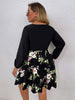 Plus Size 4XL Midi Dress Women's Black Floral Print 2023 Autumn Casual Beach Dresses Oversized Elegant Clothing