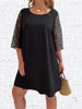 Plus Size 4XL Midi Dress for Women Half Lace Sleeve Autumn Black Ladies Loose Cotton Casual Elegant Oversized Party Dresses