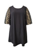 Plus Size 4XL Midi Dress for Women Half Lace Sleeve Autumn Black Ladies Loose Cotton Casual Elegant Oversized Party Dresses
