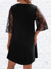 Plus Size 4XL Midi Dress for Women Half Lace Sleeve Autumn Black Ladies Loose Cotton Casual Elegant Oversized Party Dresses