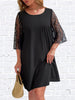 Plus Size 4XL Midi Dress for Women Half Lace Sleeve Autumn Black Ladies Loose Cotton Casual Elegant Oversized Party Dresses
