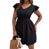 Plus Size 4XL Mini Dress Women Summer 2023 Solid Black Sleeveless Large Size V Neck Curvy Chic Elegant Casual Ladies Dresses