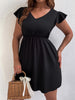 Plus Size 4XL Mini Dress Women Summer 2023 Solid Black Sleeveless Large Size V Neck Curvy Chic Elegant Casual Ladies Dresses