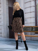 Plus Size 4XL Patchwork Midi Dress Women's Leopard Black O Neck Long Sleeve 2023 Autumn Winter Casual Loose Dresses