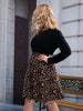 Plus Size 4XL Patchwork Midi Dress Women's Leopard Black O Neck Long Sleeve 2023 Autumn Winter Casual Loose Dresses