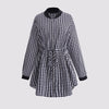 Plus Size 4XL Plaid Jackets for Women Fall 2023 Long Sleeve Zipper Trench Coats Belt Oversized Outerwear Overcoat