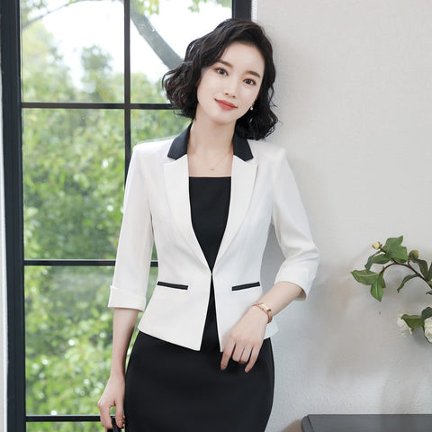 Plus Size 4XL Women Suit Blazer Female 2022 Summer Half Sleeve Female Jackets Coats Jaqueta Feminina Elegant Blaser Mujer