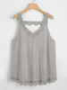Plus Size 4XL Women's Lace Pajamas Sleeveless Hollow Out V Neck White Grey Cotton Sleepwear Summer Sexy Elegant Camisole Cute