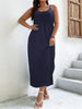 Plus Size 4xl Maxi Dress Women 2023 Autumn Winter Curvy Blue Large Size Chic Elegant Solid Loose Dresses Clothing
