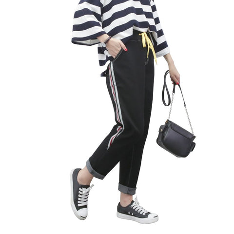 Plus Size 5XL Autumn Loose Ankle-Length Pants for Women Students Boyfriend Jeans Ladies Denim Pantalon Femme Stretch Trousers