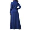 Plus Size 5XL Elegant Long Maxi Dress Autumn Winter Warm High Collar Women Long-sleeved Dress 2023 Woman Clothing With Pocket