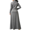 Plus Size 5XL Elegant Long Maxi Dress Autumn Winter Warm High Collar Women Long-sleeved Dress 2023 Woman Clothing With Pocket