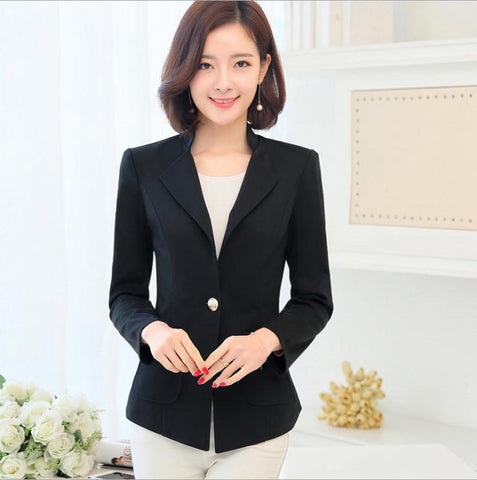 Plus Size 5XL Slim Women Spring Autumn Short Notched Blazers2022 Female Single Button Office Lady Long Sleeve Slim BlazersCQ1152