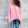Plus Size 5XL Women Blouse Shirt 2022 Summer Autumn Long Sleeve Blouse Sexy V Neck Button Fold Shirts Loose Tops Blusa Chiffon