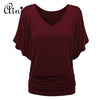 Plus Size 5XL Women Tops and Blouse 2022 Summer Autumn Short Bat Sleeve Solid V-neck Loose Blouse Female Casual Shirts Blouses