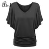 Plus Size 5XL Women Tops and Blouse 2022 Summer Autumn Short Bat Sleeve Solid V-neck Loose Blouse Female Casual Shirts Blouses