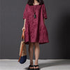 Plus Size 5XL Women's Embroidery Midi Dress Half Sleeve O-neck Loose Solid Dresses For Women 2022 Summer Female Casual Clothes