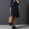 Plus Size 5XL Women's Embroidery Midi Dress Half Sleeve O-neck Loose Solid Dresses For Women 2022 Summer Female Casual Clothes