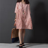Plus Size 5XL Women's Embroidery Midi Dress Half Sleeve O-neck Loose Solid Dresses For Women 2022 Summer Female Casual Clothes