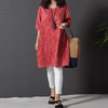 Plus Size 5XL Women's Embroidery Midi Dress Half Sleeve O-neck Loose Solid Dresses For Women 2022 Summer Female Casual Clothes