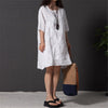Plus Size 5XL Women's Embroidery Midi Dress Half Sleeve O-neck Loose Solid Dresses For Women 2022 Summer Female Casual Clothes