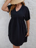Plus Size Black Dress for Women Short Sleeve 2023 Autumn Clothing V Neck A Line Elegant Cotton Casual Loose Midi Tunic Dresses