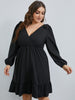 Plus Size Black Loose Dress Women's Long Sleeve V Neck Oversized Casual 4XL Dresses 2023 Autumn Large Elegant Clothing