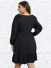 Plus Size Black Loose Dress Women's Long Sleeve V Neck Oversized Casual 4XL Dresses 2023 Autumn Large Elegant Clothing