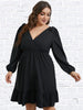 Plus Size Black Loose Dress Women's Long Sleeve V Neck Oversized Casual 4XL Dresses 2023 Autumn Large Elegant Clothing