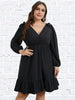 Plus Size Black Loose Dress Women's Long Sleeve V Neck Oversized Casual 4XL Dresses 2023 Autumn Large Elegant Clothing