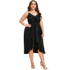 Plus Size Black Summer Midi Dress for Women 2023 V Neck Loose Elegant  A Line Party Cocktail Dresses Large Size Clothing