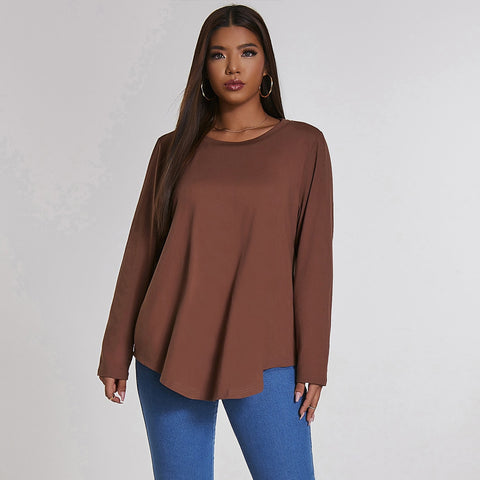 Plus Size Blouse Large Size T-shirts for Women 4xl Elegant Summer 2023 Long Sleeve Oversized Solid Loose Ladies Tops