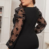 Plus Size Blouse Shirt Black 2023 Spring Autumn Women Mesh See Through Long Sleeve Casual Blouse Ladies Tops