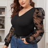 Plus Size Blouse Shirt Black 2023 Spring Autumn Women Mesh See Through Long Sleeve Casual Blouse Ladies Tops
