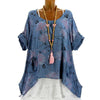 Plus Size Blouses Linen Cotton Women Tops Casual Printed Loose Summer Elegant Shirt Female O neck Short Sleeve Blusas Mujer 2022