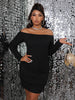 Plus Size Bodycon Long Sleeve Off Shoulder Mini Dress for Women 2023 Fall Cotton Party Wear Curvy Dresses Ladies Clothing 4XL