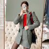 Plus Size Casual Elegant Print Plaid Two Piece Set for Women Office Work Formal Blazer and Mini Wrap Skirt Ladies 2 Piece Set