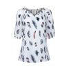 Plus Size Chiffon Blouse Women 2022 Fashion Half Sleeve Feather Print Big Size Tunic Tops Sexy V-neck Blouse And Top Shirt blusa